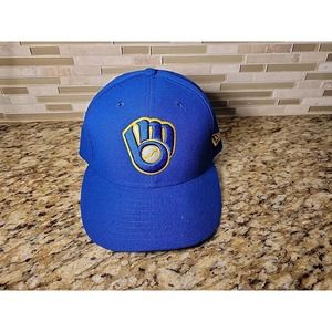 Milwaukee Brewers Hat Cap New Era 59Fifty Fitted Size 7 1/4 MLB Baseball